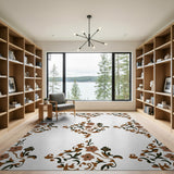 Vintage Brown Floral Medallion Area Rug