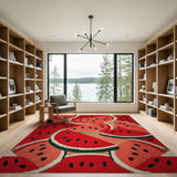 Red Vibrant Watermelon Slice Area Rug