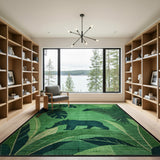 Jungle Animal Silhouette Green Area Rug