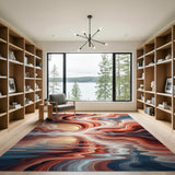 Fiery Sunset Swirls Abstract Area Rug