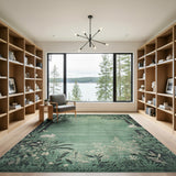 Whimsical Woodland Bunnies Green Area Rug
