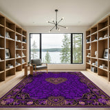 Purple Floral Heart Area Rug
