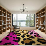 Glitter Leopard Pink Gold Area Rug