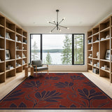 Vintage Red Floral Leaf Area Rug