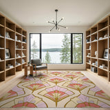 Pink Art Deco Fan Geometric Area Rug