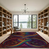 Rainbow Musical Notes Abstract Area Rug