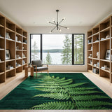 Lush Fern Geometric Green Area Rug