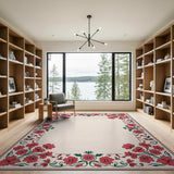 Vintage Red Floral Border Area Rug