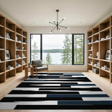 Abstract Black Horizontal Stripe Rug