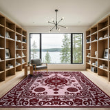Blush Pink Traditional Persian Area Rug with Sun Medallion
