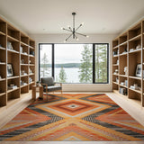 Vibrant Orange Geometric Southwestern Area Rug