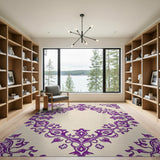 Purple Purple Ornate Floral Damask Area Rug