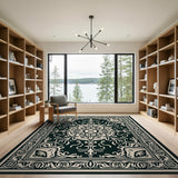 Ornate Black and White Ornate Black White Persian Mandala Rug