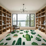 Vibrant Green Cactus Succulent Area Rug