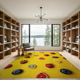 Vibrant Fruit Scatter Yellow Area Rug