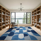 Geometric Modern Navy Blue Abstract Geometric Area Rug