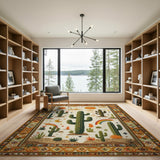 Multi-color and Patterns Southwestern Cactus Rainbow Desert Rug