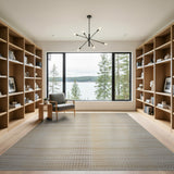 Beige Neutral Striped Geometric Woven Rug