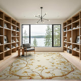 Golden Blossom Branch Floral Area Rug