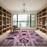 Pink Mushroom Pumpkin Botanical Rug