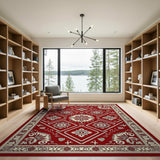 Traditional Persian Red Traditional Persian Area Rug with Floral Medallion