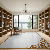 Gold and Silver Ornate Gold Scroll Border Area Rug