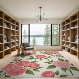 Floral Vintage Blush Pink Roses Floral Vintage Area Rug
