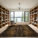 Black Tan Leopard Print Area Rug