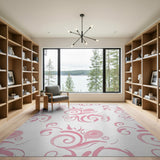 Pink Floral Swirl Area Rug