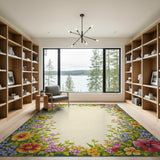 Vibrant Floral Border Area Rug