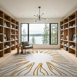 Geometric Modern Orange Sunburst Geometric Area Rug