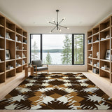 Starburst Geometric Brown Tan Area Rug