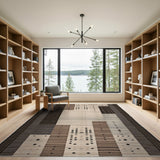 Geometric Neutral Area Rug with Abstract Dots