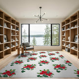 Red Berry Cluster Fruit Pattern Area Rug