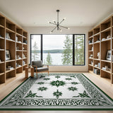 Ornate Green Floral Persian Traditional Persian Area Rug