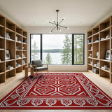Red Bold Red Heritage Tribal Geometric Rug