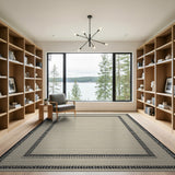 Beige Woven Rug with Bold Black Border