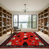 Whimsical Cats Red Persian Area Rug