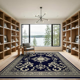 Elegant Navy Ornate Traditional Persian Area Rug
