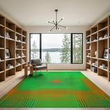Vibrant Green Geometric Sun Tunnel Rug