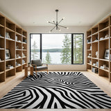 ODIKA Modern Abstract Zebra Stripe Washable Area Rug, Low Pile Non-Slip Indoor Carpet