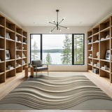 Beige Layered Waves Abstract Area Rug