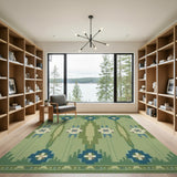 Southwestern Green Southwestern Geometric Area Rug