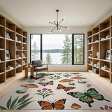 Whimsical Butterfly Mushroom Boho Area Rug