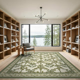 Green Vine Trellis Floral Area Rug