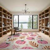 Whimsical Pink Pumpkin Patch Area Rug
