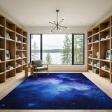 Abstract Area Blue and Teal Cosmic Nebula Galaxy Area Rug