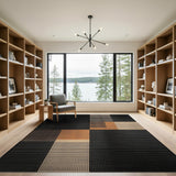 Black White Geometric Patchwork Black and White Area Rug