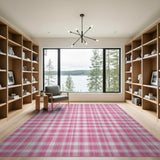 Pink White Gingham Checkered Area Rug