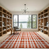 Red Gingham Plaid Farmhouse Area Rug